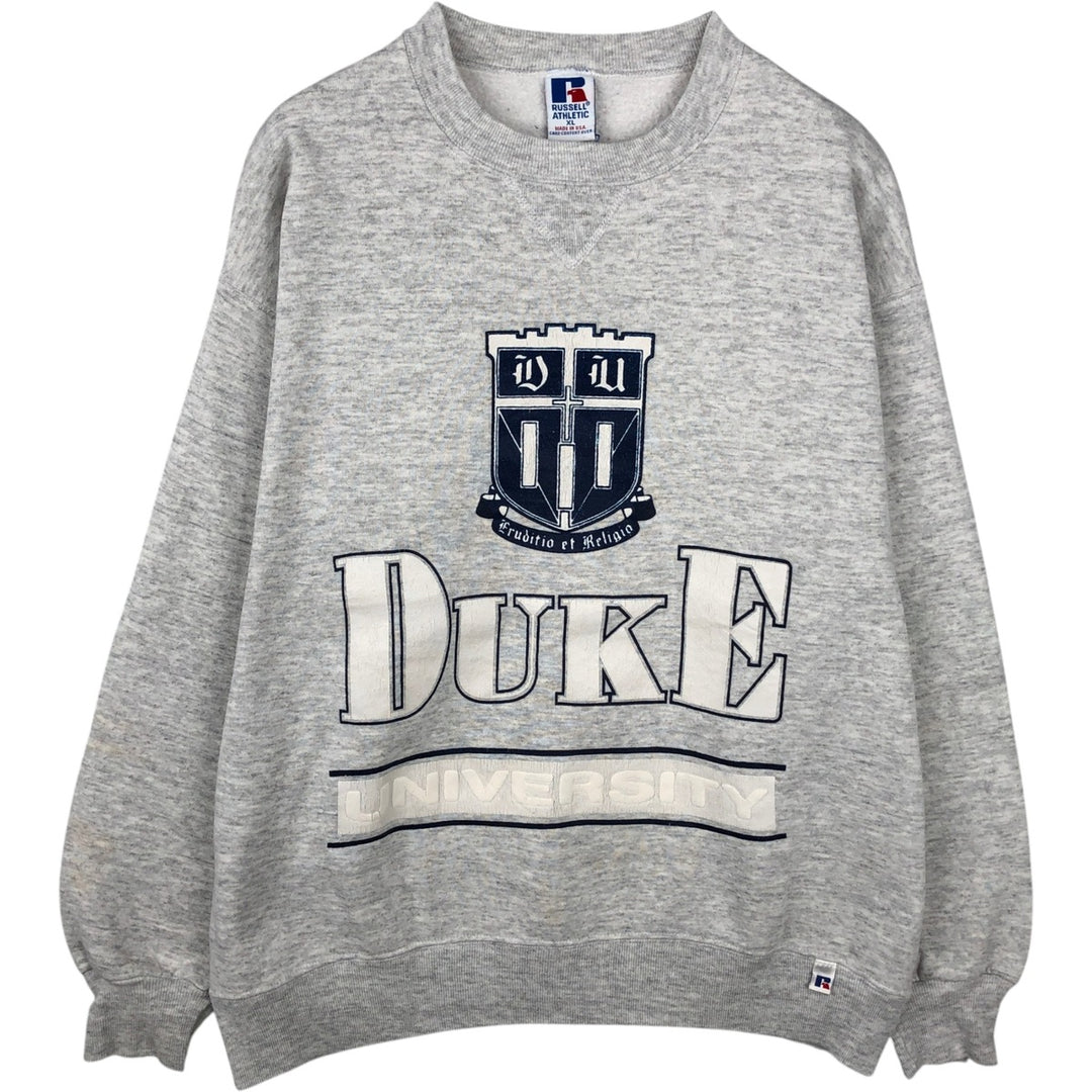 90'S Russell Atletic College Sweatshirt, Made in USA, Men's XL equivalent, Vintage cotton gray type Vintage Second Hand