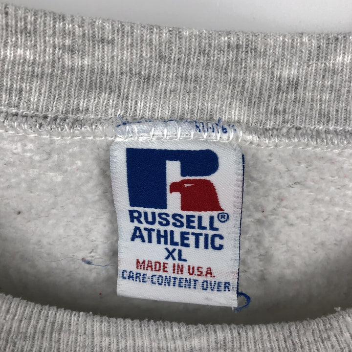 90'S Russell Atletic College Sweatshirt, Made in USA, Men's XL equivalent, Vintage cotton gray type Vintage Second Hand