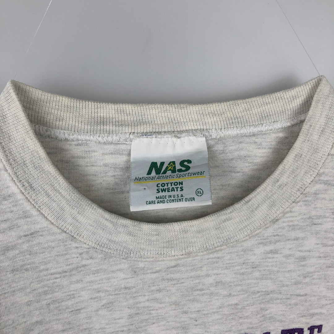 90'S NAS Triple Print College Sweatshirt, Made in USA, Men's XL (approx.) Vintage cotton gray type Vintage Second Hand