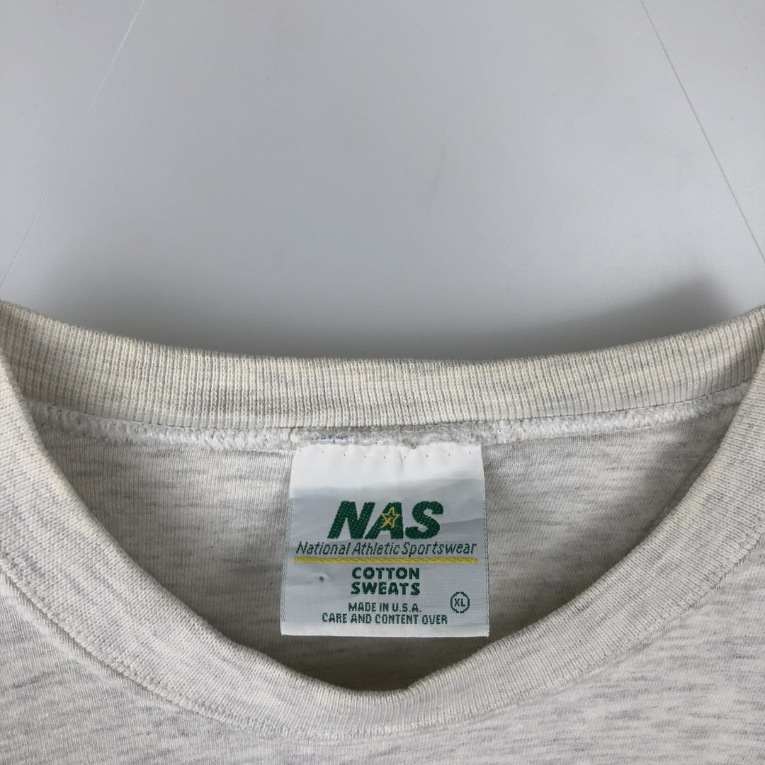 90'S NAS Triple Print College Sweatshirt, Made in USA, Men's XL (approx.) Vintage cotton gray type Vintage Second Hand