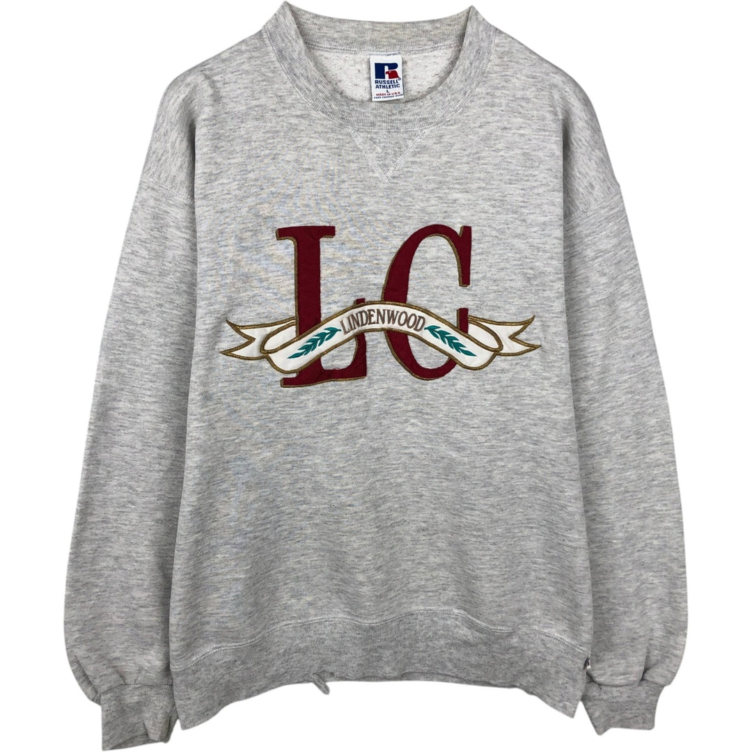 90'S Russell College Sweatshirt, Made in USA, Men's L, Vintage cotton gray type Vintage Second Hand