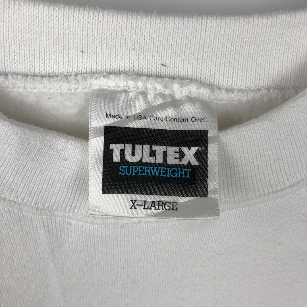 90'S Tultex University of Wisconsin Large Print College Character Sweatshirt, Made in USA cotton white type Vintage Second Hand