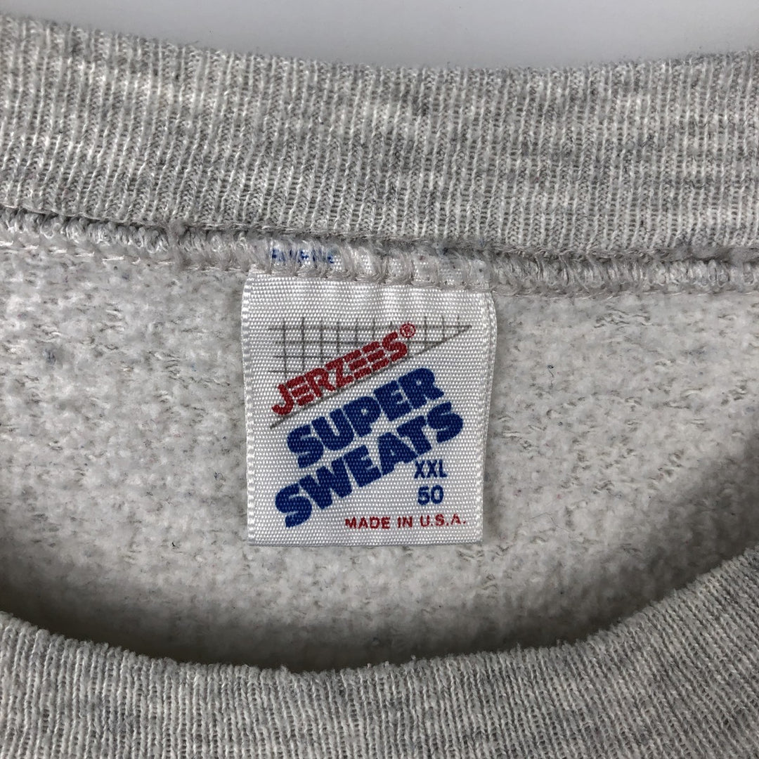 80s-90'S Jerzees College Sweatshirt, Made in USA, Men's XXL equivalent, Vintage polyester gray type Vintage Second Hand