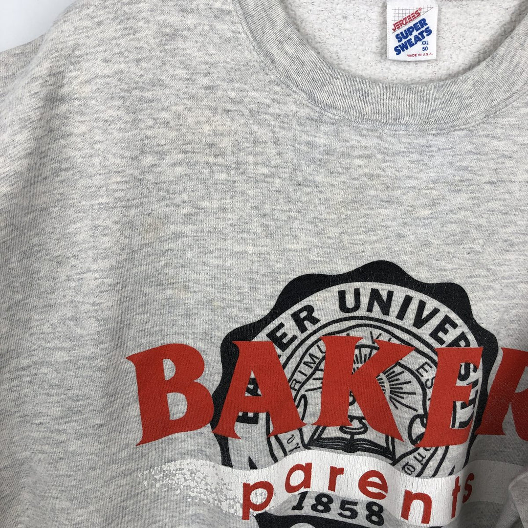 80s-90'S Jerzees College Sweatshirt, Made in USA, Men's XXL equivalent, Vintage polyester gray type Vintage Second Hand