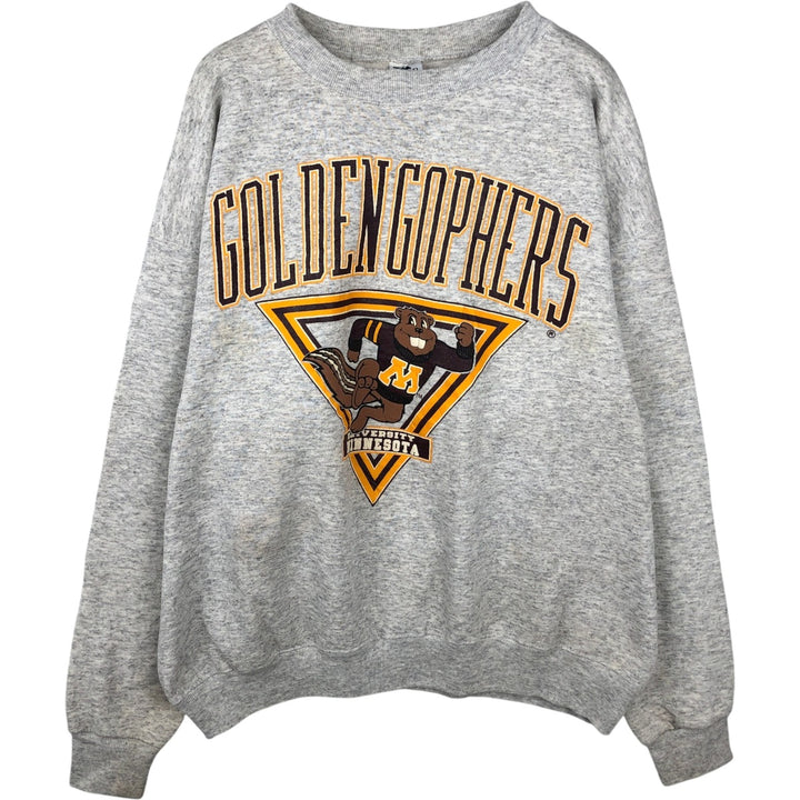 90'S Galtsand, University of Minnesota College Character Sweatshirt, Made in USA, Men's XL equivalent, Vintage cotton gray type Vintage Second Hand