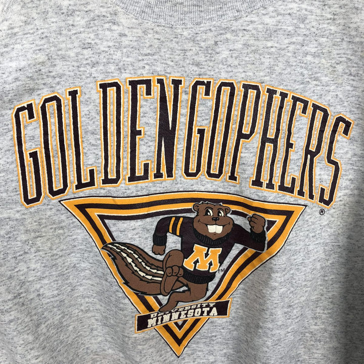 90'S Galtsand, University of Minnesota College Character Sweatshirt, Made in USA, Men's XL equivalent, Vintage cotton gray type Vintage Second Hand
