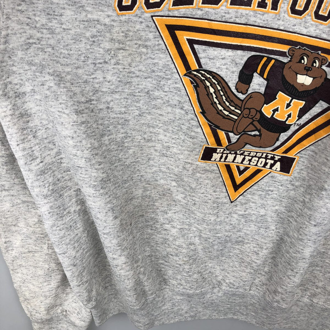90'S Galtsand, University of Minnesota College Character Sweatshirt, Made in USA, Men's XL equivalent, Vintage cotton gray type Vintage Second Hand