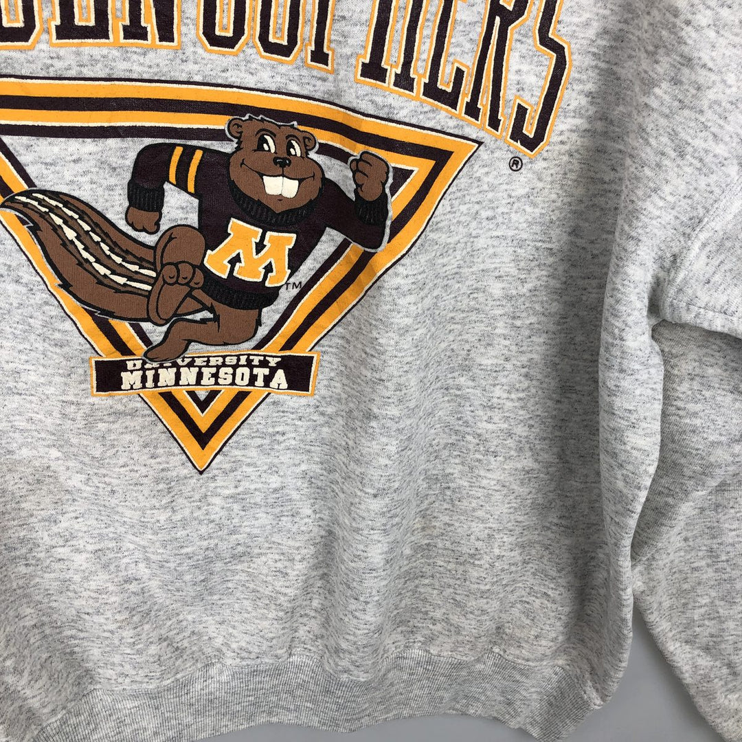 90'S Galtsand, University of Minnesota College Character Sweatshirt, Made in USA, Men's XL equivalent, Vintage cotton gray type Vintage Second Hand