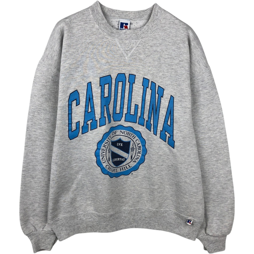 90'S Russell Athletic University of North Carolina College Sweatshirt, Made in USA, Men's Size L (approx.), Vintage cotton gray type Vintage Second Hand