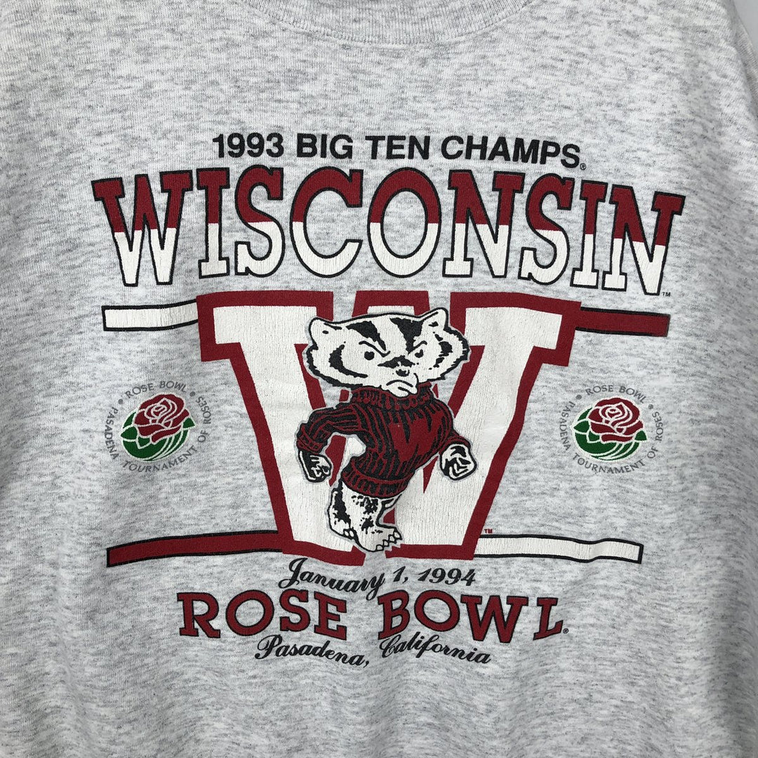 90'S CRABLE SPORTSWEAR University of Wisconsin College Sweatshirt, Made in USA, Men's XL equivalent, Vintage cotton gray type Vintage Second Hand