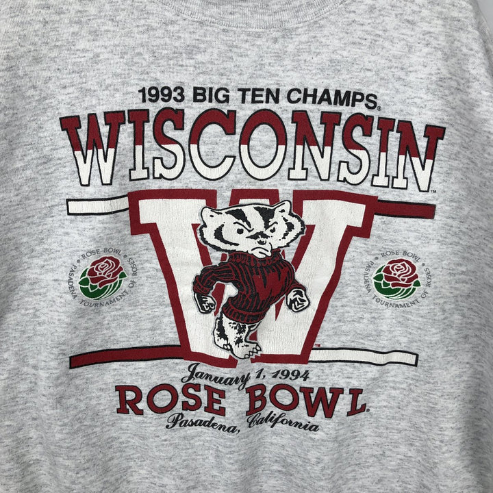 90'S CRABLE SPORTSWEAR University of Wisconsin College Sweatshirt, Made in USA, Men's XL equivalent, Vintage cotton gray type Vintage Second Hand