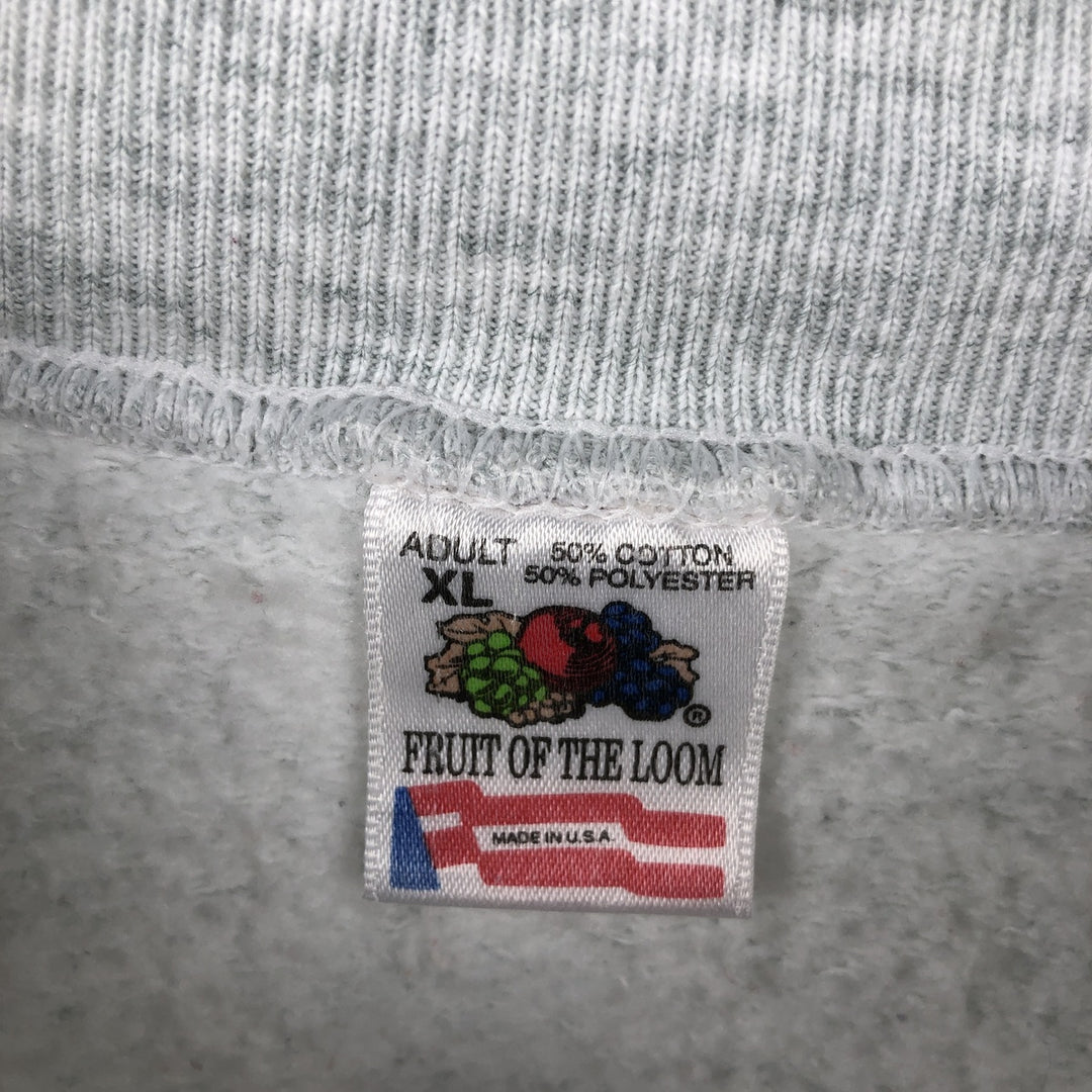 90'S Fruit of the Loom College Sweatshirt, Made in USA, Men's XL, Vintage cotton gray type Vintage Second Hand