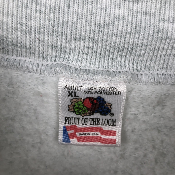 90'S Fruit of the Loom College Sweatshirt, Made in USA, Men's XL, Vintage cotton gray type Vintage Second Hand