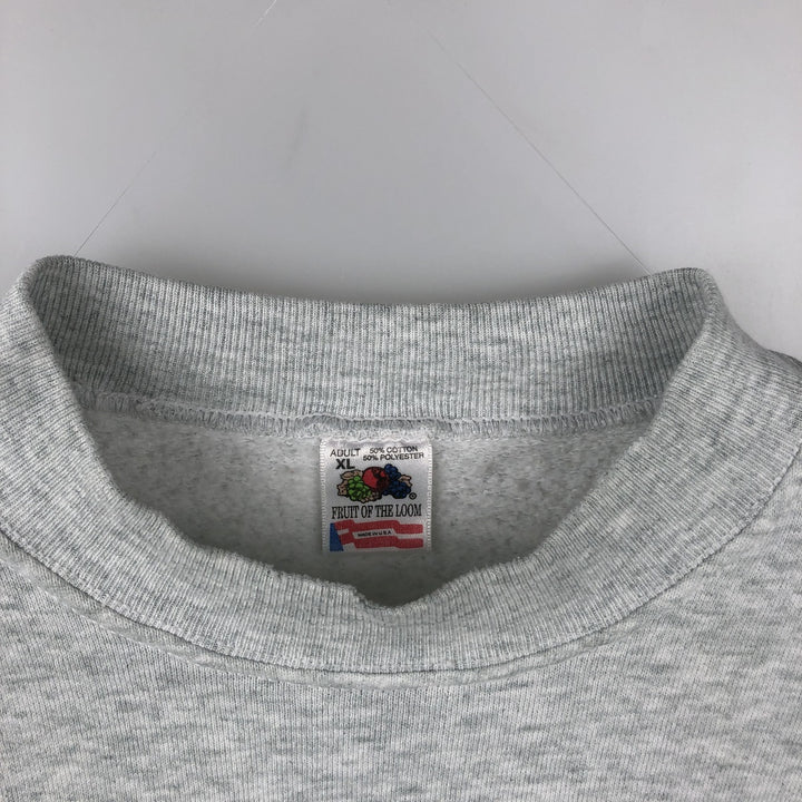 90'S Fruit of the Loom College Sweatshirt, Made in USA, Men's XL, Vintage cotton gray type Vintage Second Hand