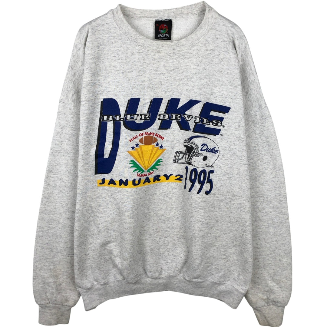 90'S PM SPORTS College Sweatshirt, Made in USA, Men's XL equivalent, Vintage polyester gray type Vintage Second Hand