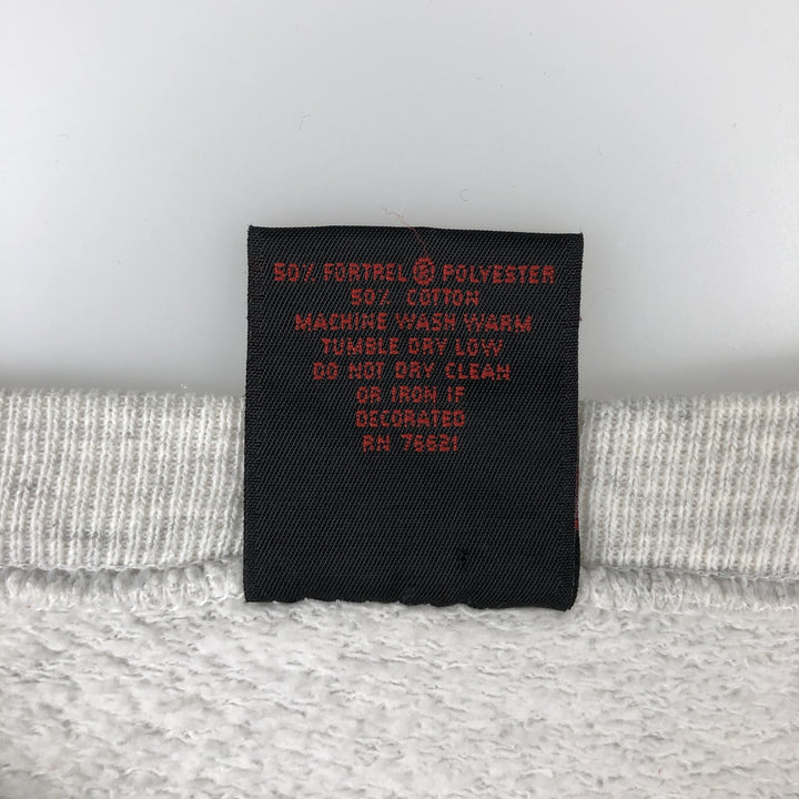 90'S PM SPORTS College Sweatshirt, Made in USA, Men's XL equivalent, Vintage polyester gray type Vintage Second Hand
