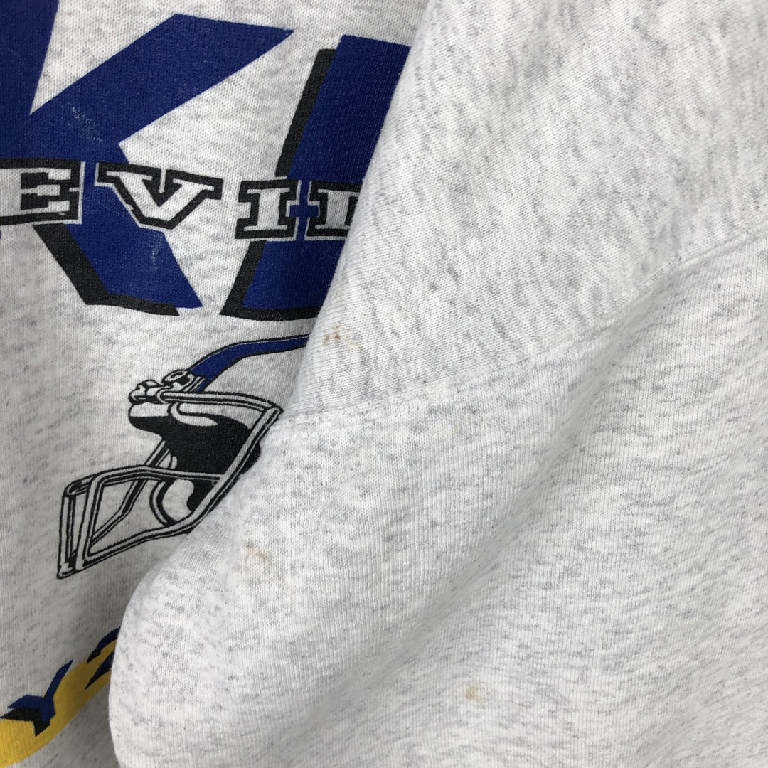 90'S PM SPORTS College Sweatshirt, Made in USA, Men's XL equivalent, Vintage polyester gray type Vintage Second Hand