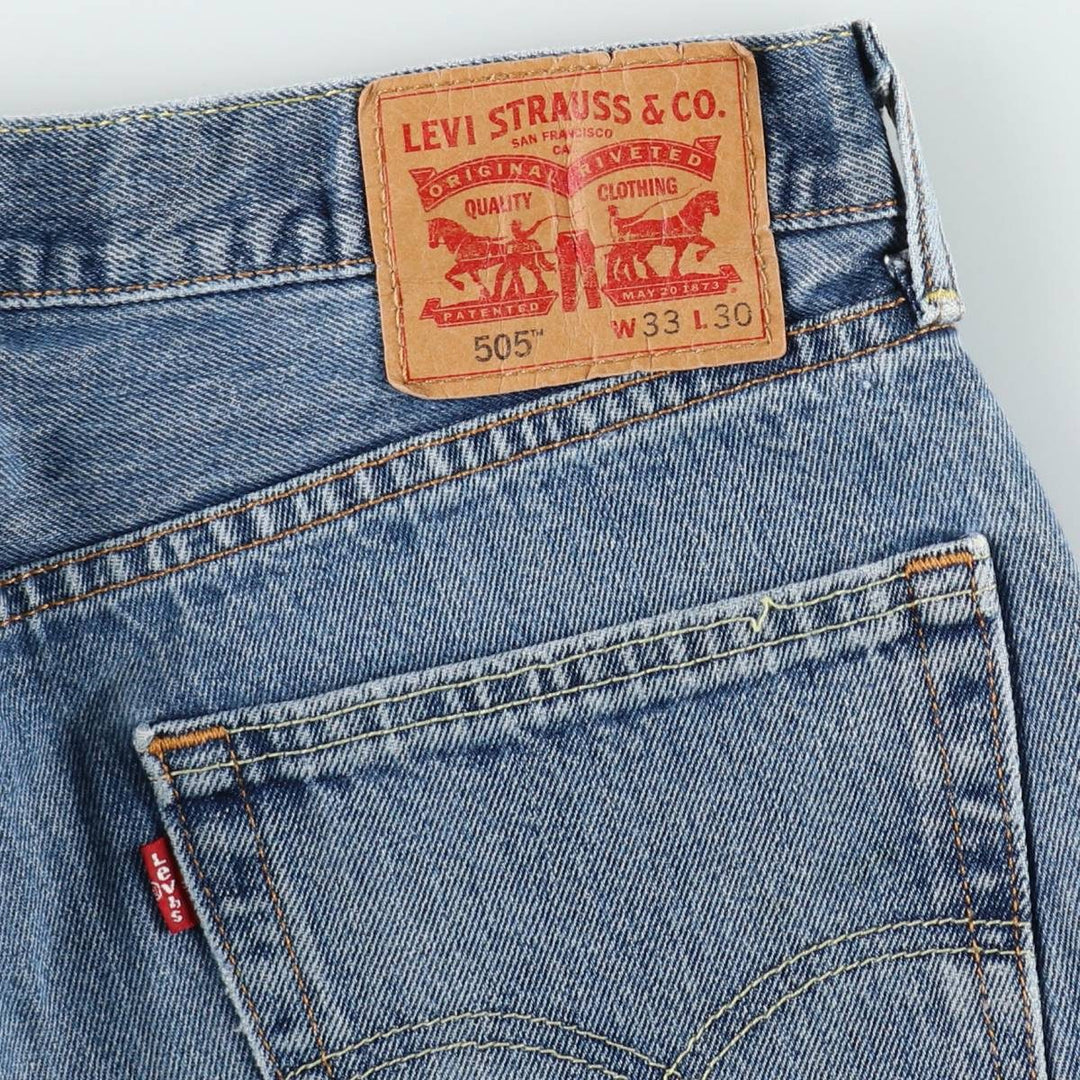 Levi's 505 tapered denim pants for men, size W33 cotton blue type Vintage Second Hand