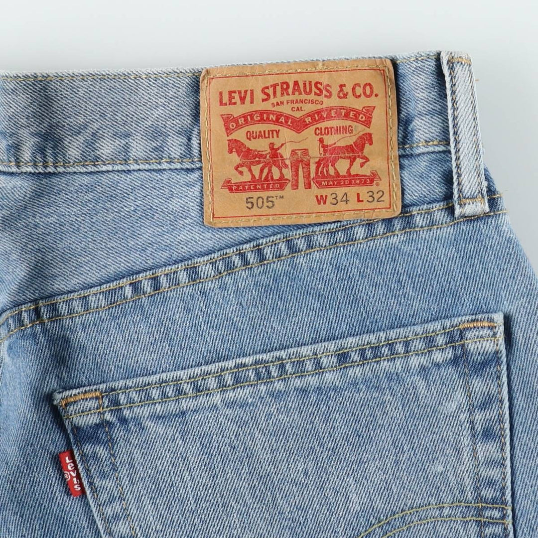 Levi's 505 tapered denim pants for men, size W34 cotton blue type Vintage Second Hand