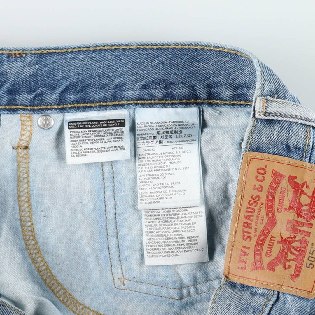 Levi's 505 tapered denim pants for men, size W34 cotton blue type Vintage Second Hand