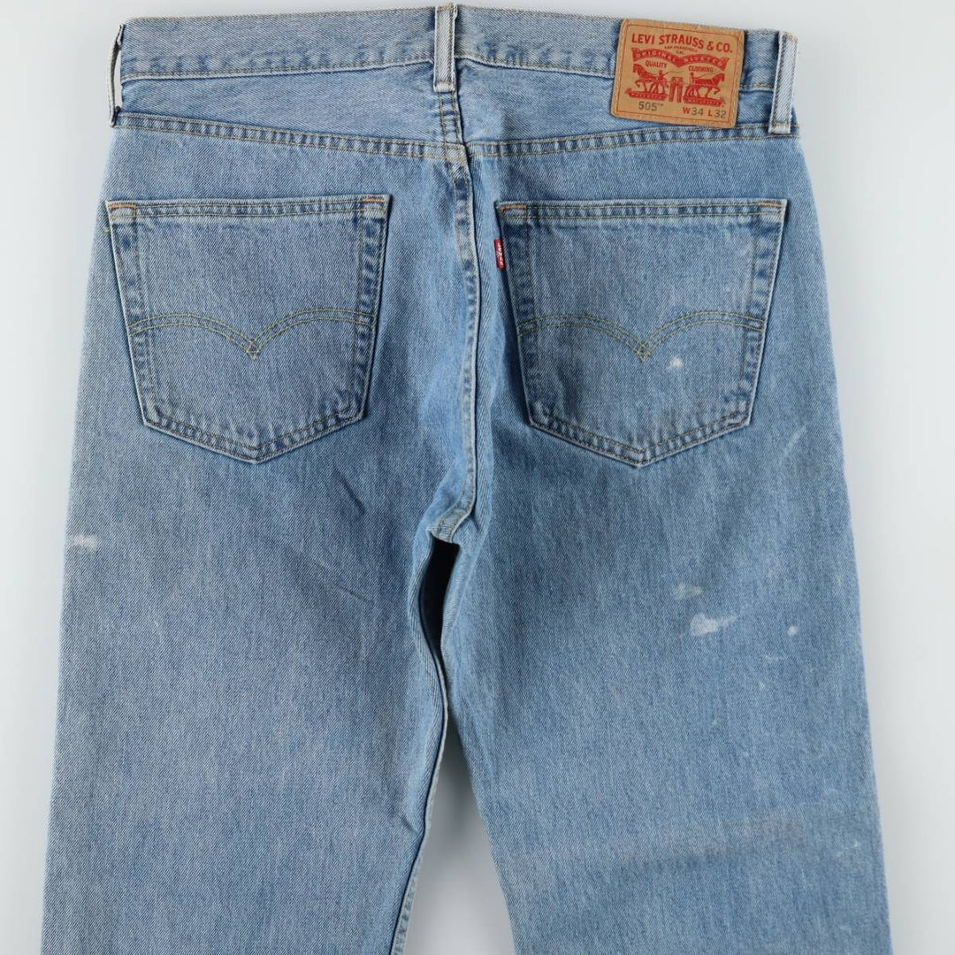 Levi's 505 tapered denim pants for men, size W34 cotton blue type Vintage Second Hand
