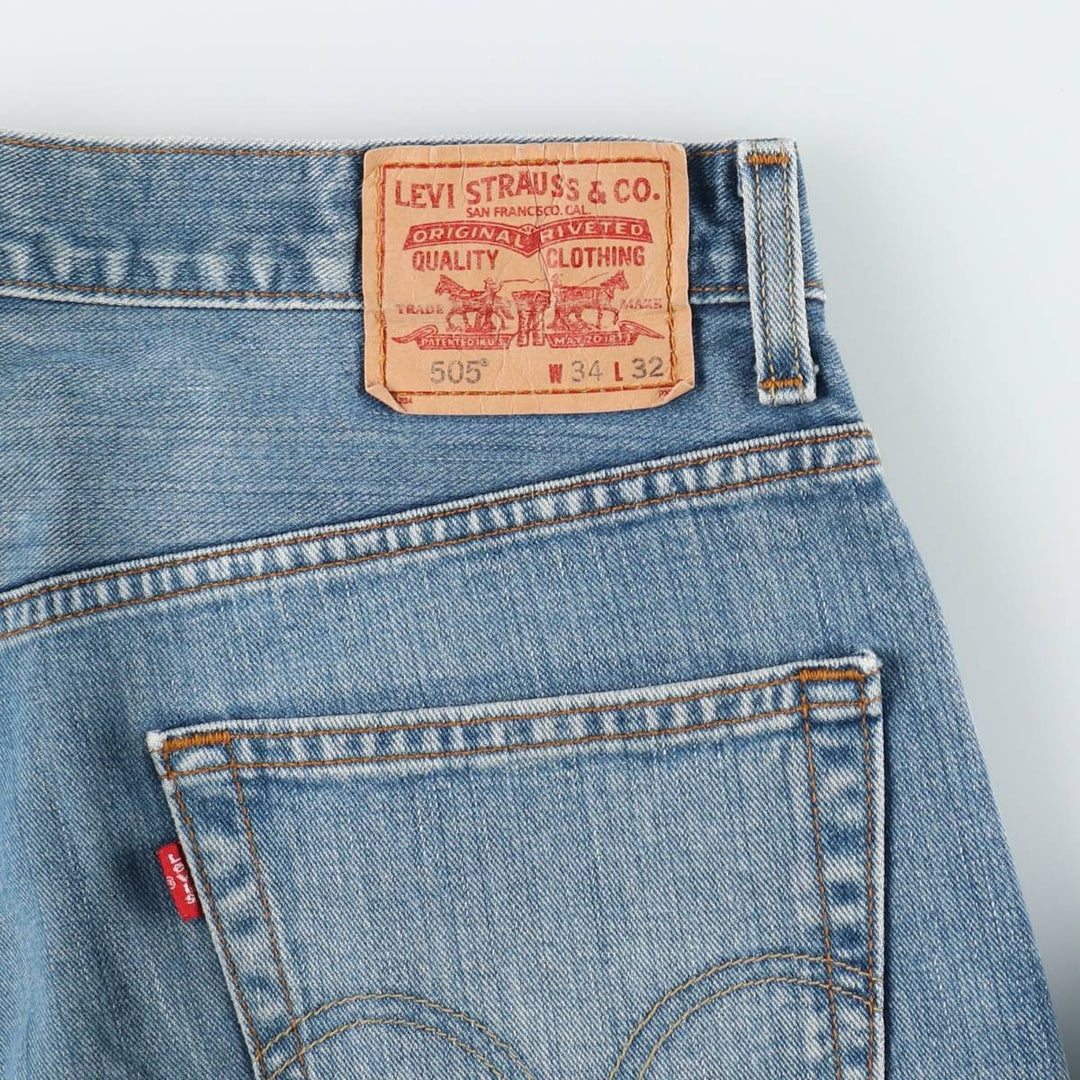 Levi's 505 tapered denim pants for men, size W34 cotton blue type Vintage Second Hand