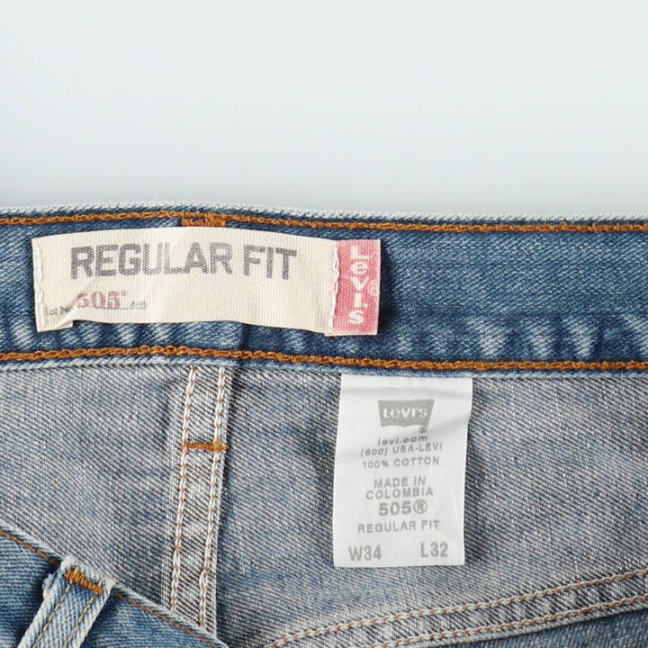 Levi's 505 tapered denim pants for men, size W34 cotton blue type Vintage Second Hand