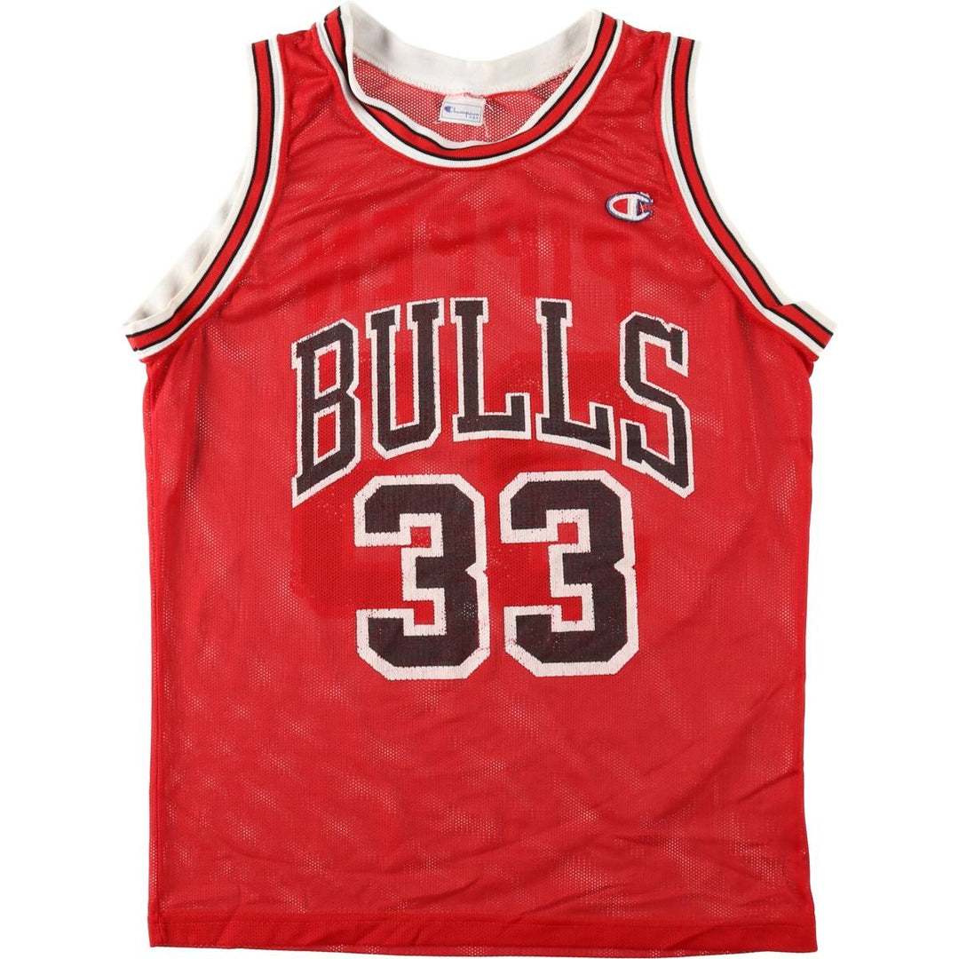 90'S Champion NBA Chicago Bulls Mesh Game Shirt Replica Uniform (Men's Size S) Nylon red type Vintage Second Hand