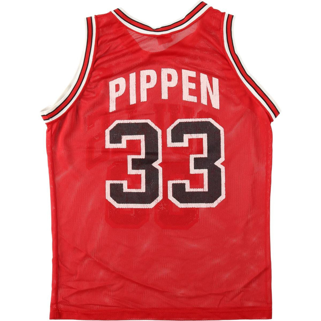 90'S Champion NBA Chicago Bulls Mesh Game Shirt Replica Uniform (Men's Size S) Nylon red type Vintage Second Hand