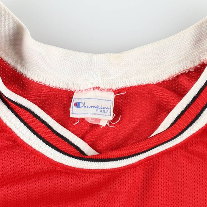 90'S Champion NBA Chicago Bulls Mesh Game Shirt Replica Uniform (Men's Size S) Nylon red type Vintage Second Hand
