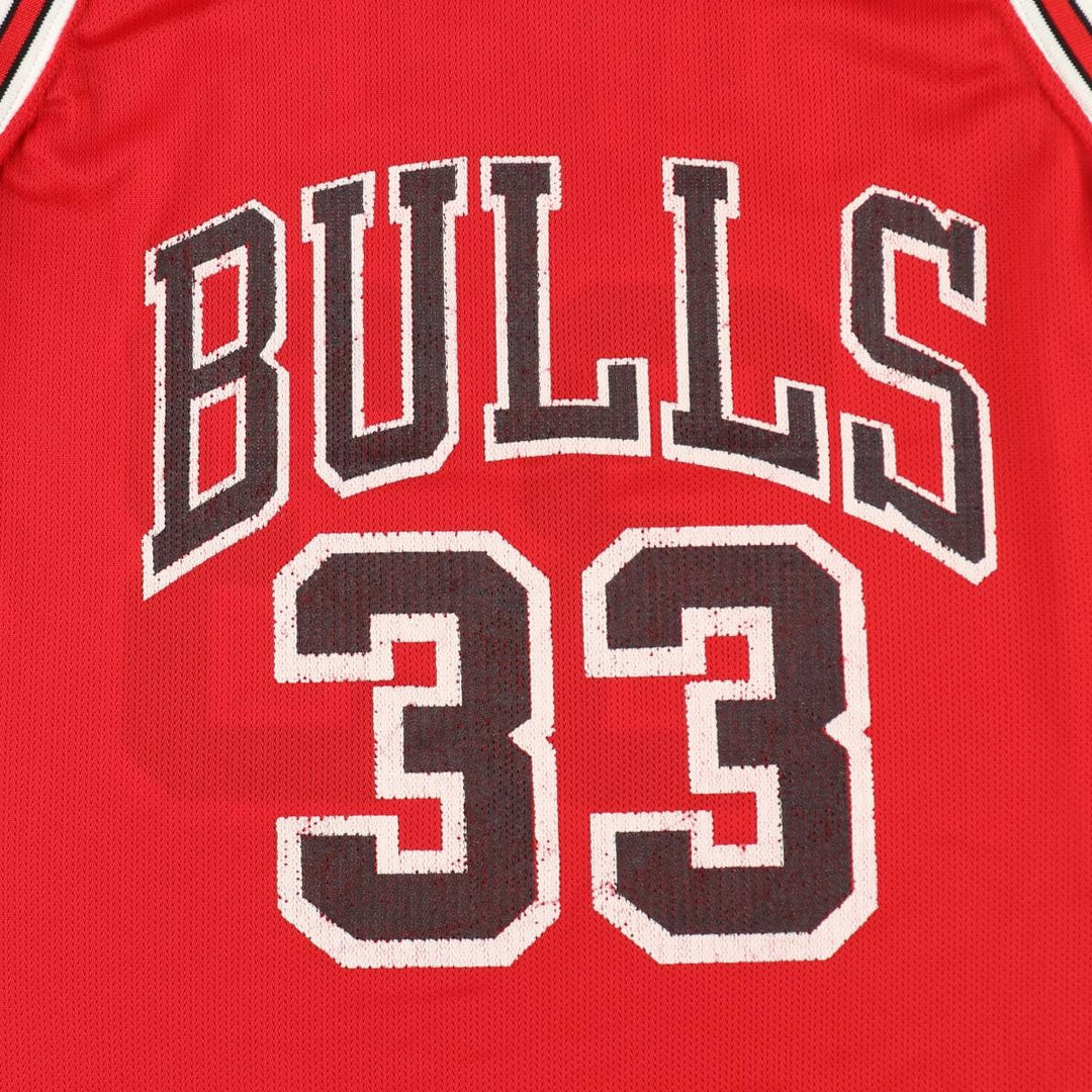 90'S Champion NBA Chicago Bulls Mesh Game Shirt Replica Uniform (Men's Size S) Nylon red type Vintage Second Hand