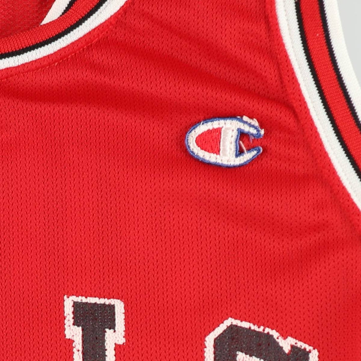 90'S Champion NBA Chicago Bulls Mesh Game Shirt Replica Uniform (Men's Size S) Nylon red type Vintage Second Hand