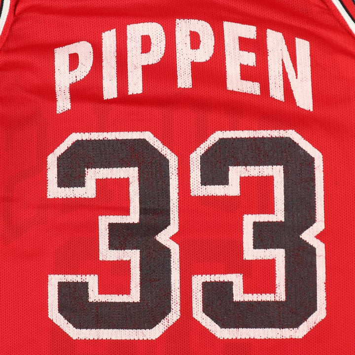 90'S Champion NBA Chicago Bulls Mesh Game Shirt Replica Uniform (Men's Size S) Nylon red type Vintage Second Hand