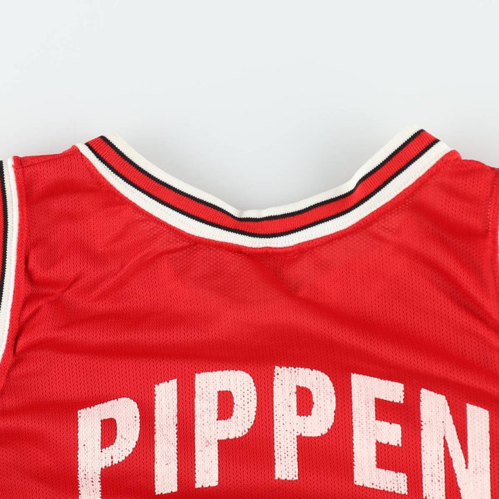 90'S Champion NBA Chicago Bulls Mesh Game Shirt Replica Uniform (Men's Size S) Nylon red type Vintage Second Hand