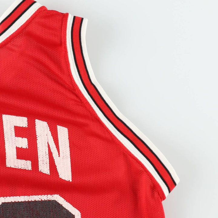 90'S Champion NBA Chicago Bulls Mesh Game Shirt Replica Uniform (Men's Size S) Nylon red type Vintage Second Hand