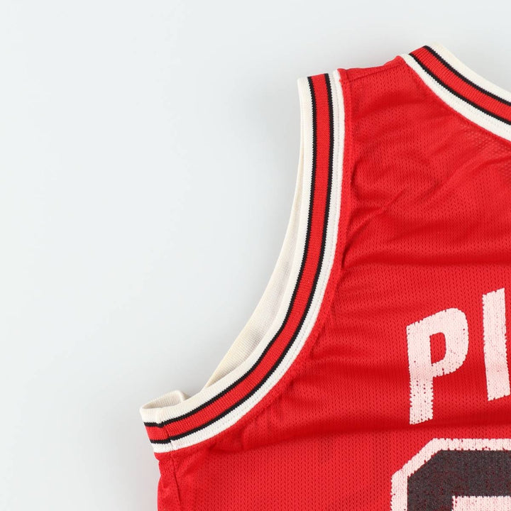 90'S Champion NBA Chicago Bulls Mesh Game Shirt Replica Uniform (Men's Size S) Nylon red type Vintage Second Hand