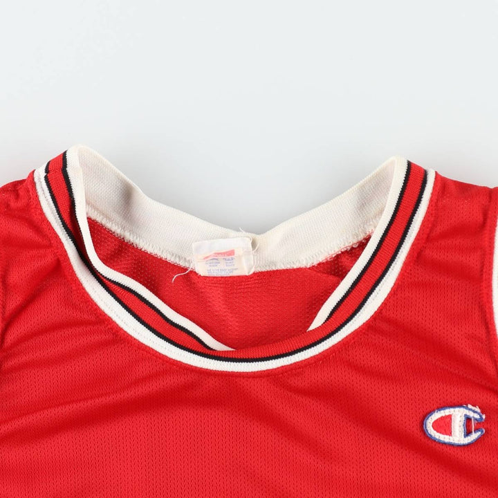 90'S Champion NBA Chicago Bulls Mesh Game Shirt Replica Uniform (Men's Size S) Nylon red type Vintage Second Hand