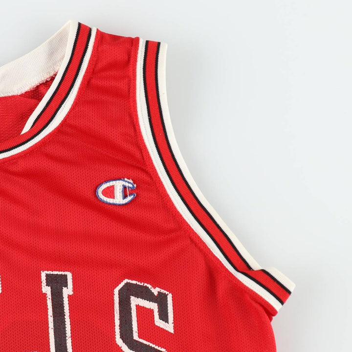 90'S Champion NBA Chicago Bulls Mesh Game Shirt Replica Uniform (Men's Size S) Nylon red type Vintage Second Hand