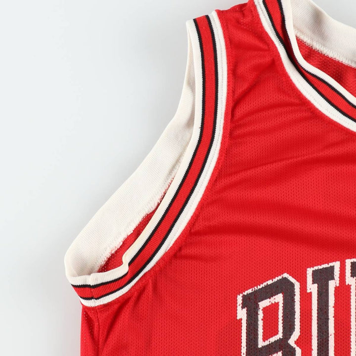 90'S Champion NBA Chicago Bulls Mesh Game Shirt Replica Uniform (Men's Size S) Nylon red type Vintage Second Hand