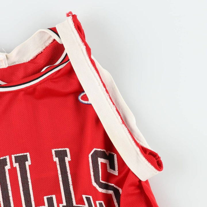 90'S Champion NBA Chicago Bulls Mesh Game Shirt Replica Uniform (Men's Size S) Nylon red type Vintage Second Hand
