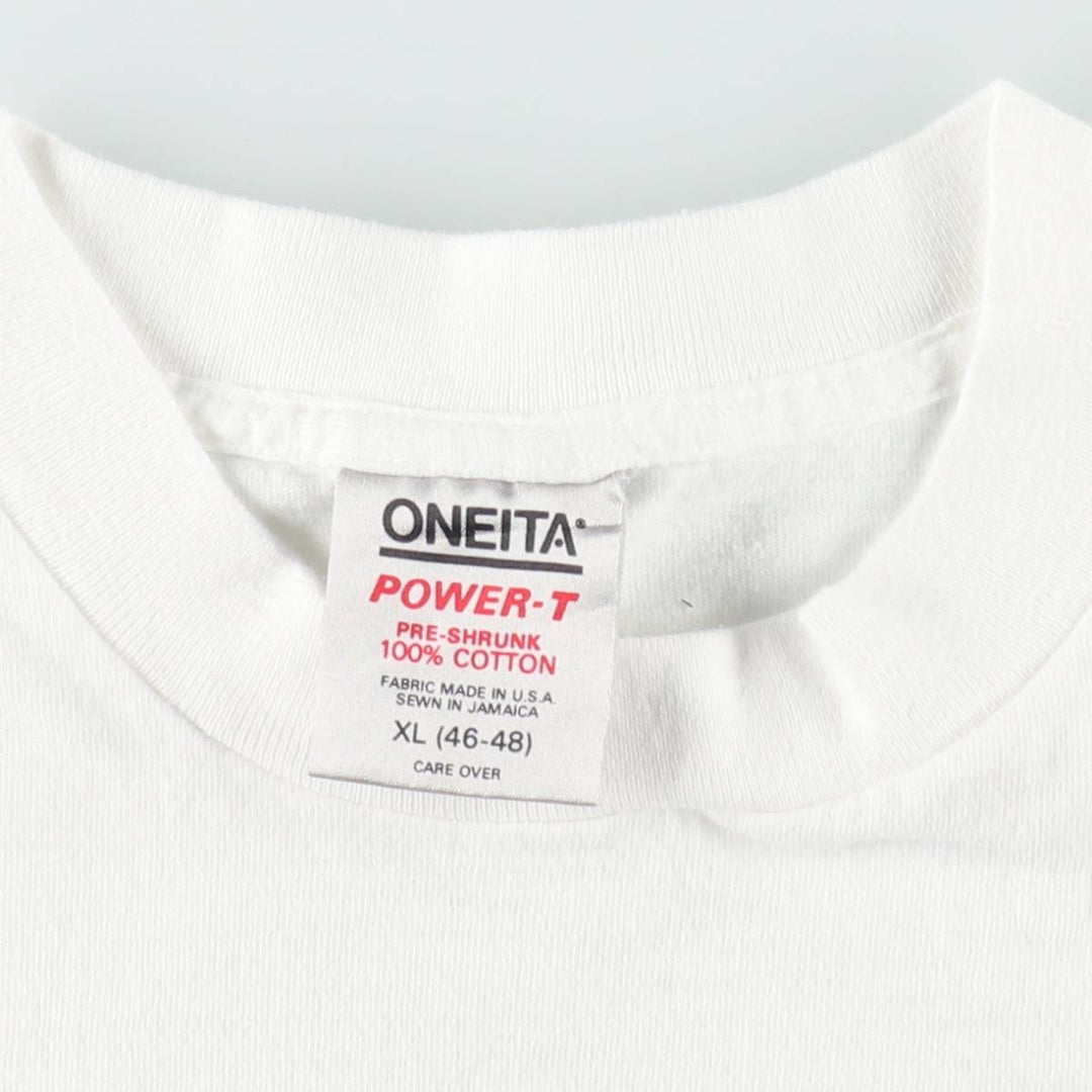 90'S ONEITA Q106 Advertising T-Shirt, XL (46-48), equivalent to men's XL, Vintage cotton white type Vintage Second Hand