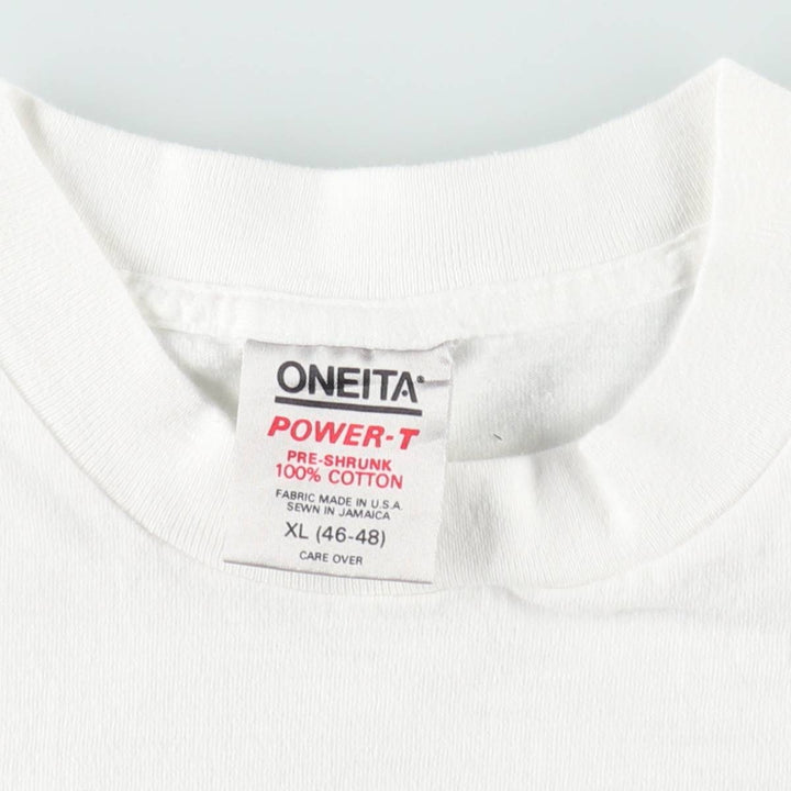90'S ONEITA Q106 Advertising T-Shirt, XL (46-48), equivalent to men's XL, Vintage cotton white type Vintage Second Hand
