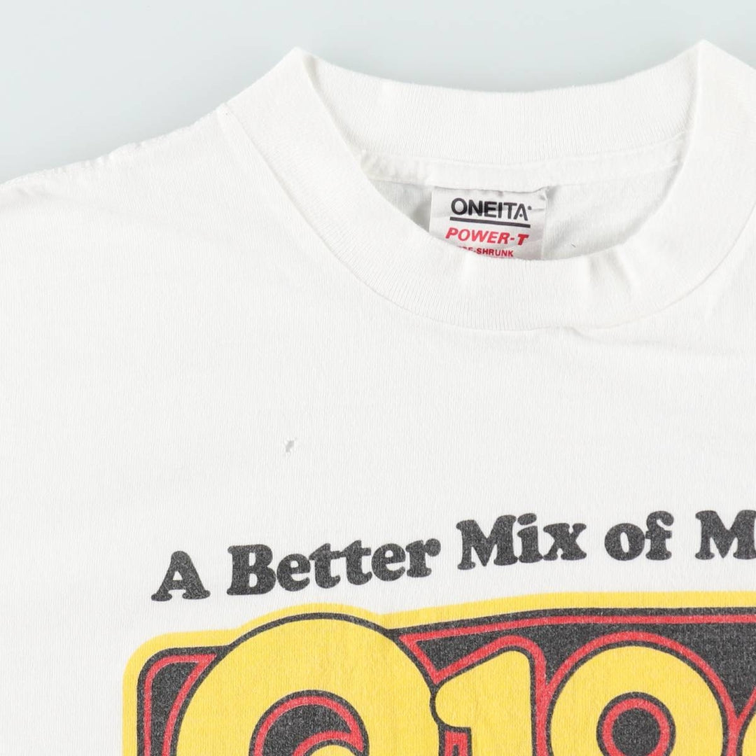 90'S ONEITA Q106 Advertising T-Shirt, XL (46-48), equivalent to men's XL, Vintage cotton white type Vintage Second Hand