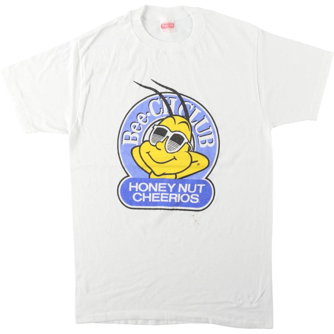 80'S Royal FIRST CLASS Honey Nuts Cheerios Advertising T-Shirt, Made in USA, Men's Size M (Equivalent), Vintage polyester white type Vintage Second Hand