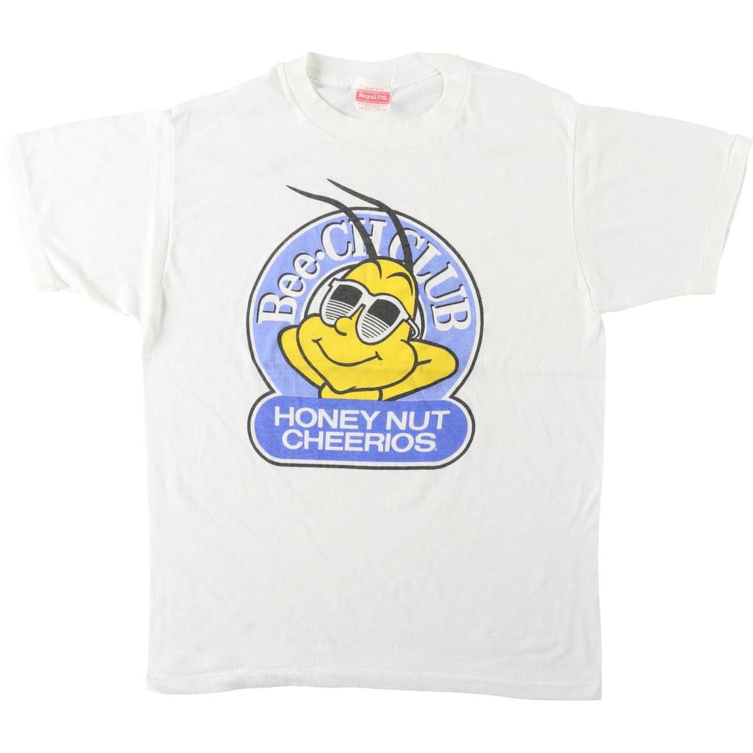 90'S Royal FIRST CLASS Honey Nut Cheerios Advertising T-Shirt, Made in USA, Men's Size M (Equivalent), Vintage polyester white type Vintage Second Hand