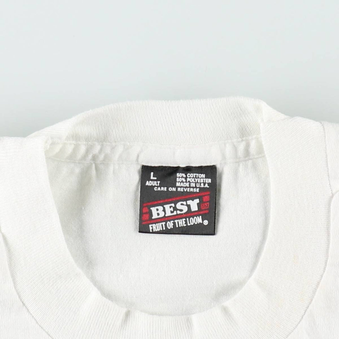 90'S Fruit of the Loom BEST Royal River Casino + Hotel advertising T-shirt, Made in USA, Men's size L equivalent, Vintage cotton white type Vintage Second Hand