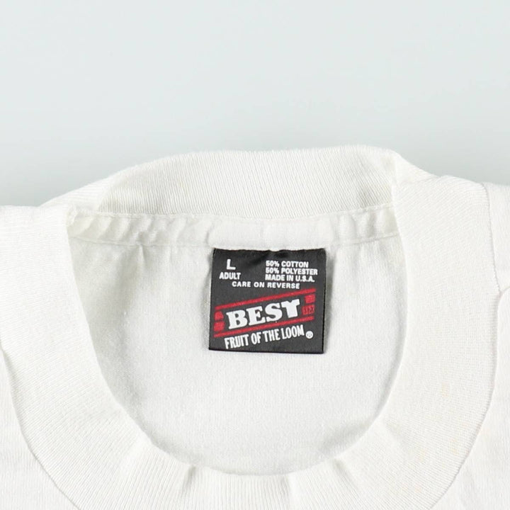 90'S Fruit of the Loom BEST Royal River Casino + Hotel advertising T-shirt, Made in USA, Men's size L equivalent, Vintage cotton white type Vintage Second Hand