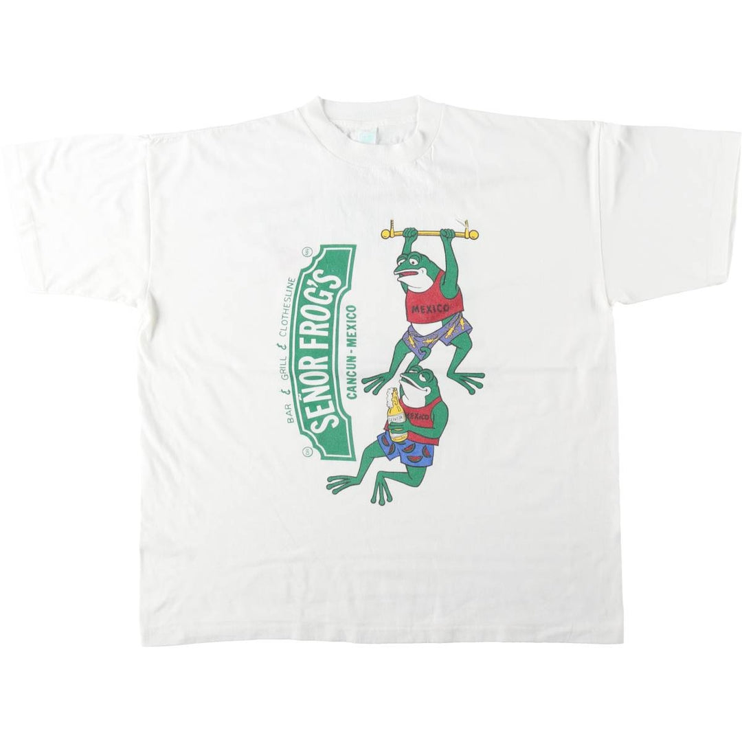 90'S Carlos'n Charlie's CLOTHESLINE Advertising T-Shirt, Men's XL equivalent, Vintage unclear white type Vintage Second Hand