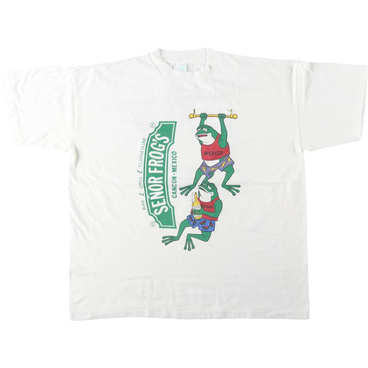 90'S Carlos'n Charlie's CLOTHESLINE Advertising T-Shirt, Men's XL equivalent, Vintage unclear white type Vintage Second Hand