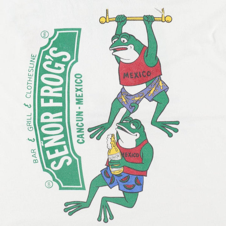 90'S Carlos'n Charlie's CLOTHESLINE Advertising T-Shirt, Men's XL equivalent, Vintage unclear white type Vintage Second Hand